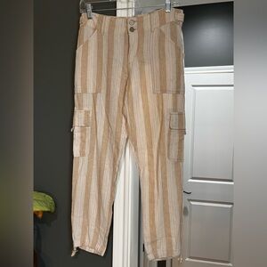 Sanctuary Tan and Cream Striped Cargo Joggers